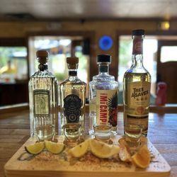 Flight Tequila: Centenario, Piedra Azul, Mi Campo and Tres Agaves. Limes, lemons and orange slices.