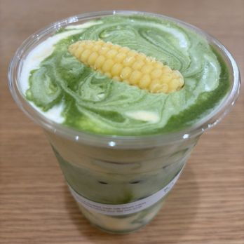 Harucake - The corn on top is ice cream! Soosoo matcha corn cream. She is thick and creamy. - Coffee & Tea Near Me - Los Angeles, California Harucake - The corn on top is ice cream! Soosoo matcha corn cream. She is thick and creamy. - Coffee & Tea Near Me - Los Angeles, California