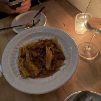 I Cavallini - Farfallone with calabrian chili butter and smoked pancetta - Italian Near Me - Brooklyn, New York I Cavallini - Farfallone with calabrian chili butter and smoked pancetta - Italian Near Me - Brooklyn, New York