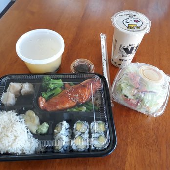 3 Guys Sushi - Salmon lunch bento box (boba not included) - Japanese Near Me - Staten Island, New York