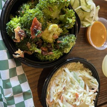 Sharko's BBQ - Broccoli Salad with Bacon & Cole Buttermilk Coleslaw - Barbeque Near Me - Naperville, Illinois
