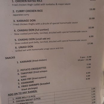Ramen Yutaka - Menu - Ramen Near Me - Aurora, Ontario