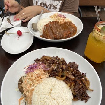 The Sweet Sap - Bulgogi with Rice (front) & Donkatsu with Rice (back) - New American Near Me - Flushing, New York The Sweet Sap - Bulgogi with Rice (front) & Donkatsu with Rice (back) - New American Near Me - Flushing, New York