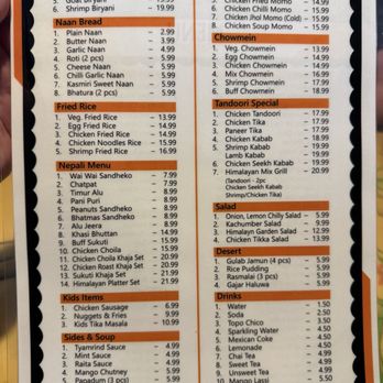 Himalayan Grill And Bar - Back of the menu - Indian Near Me - Killeen, Texas Himalayan Grill And Bar - Back of the menu - Indian Near Me - Killeen, Texas