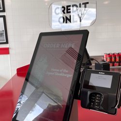 Steak ’n Shake - Place your order at the kiosk.