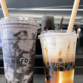 Bopomofo Cafe - Blk Sesame Oreo (L) & Brwn Sugar Pudding were both YUM, but that sesame/Oreo is HEAVEN! - Cafes Near Me - Los Angeles, California