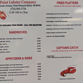 Point Lobster - Menu 9/19. - Seafood Markets Near Me - Point Pleasant Beach, New Jersey Point Lobster - Menu 9/19. - Seafood Markets Near Me - Point Pleasant Beach, New Jersey