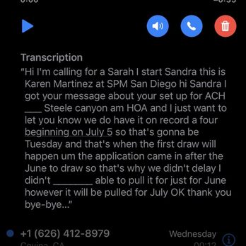 ASPM-San Diego - Again, proof showing that a voicemail from the "manager" coming from an unknown number that way you are unable to call her back - Property Management Near Me - San Diego, California ASPM-San Diego - Again, proof showing that a voicemail from the "manager" coming from an unknown number that way you are unable to call her back - Property Management Near Me - San Diego, California