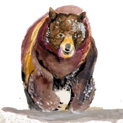 Lacey Lewis School of Realist Art - Acrylic brown bear on water color paper