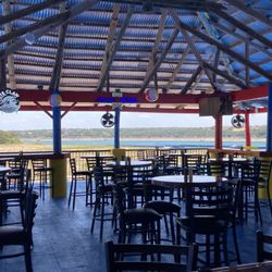 Seating area, stage to the left & STUNNING sunsets to the right at dusk.