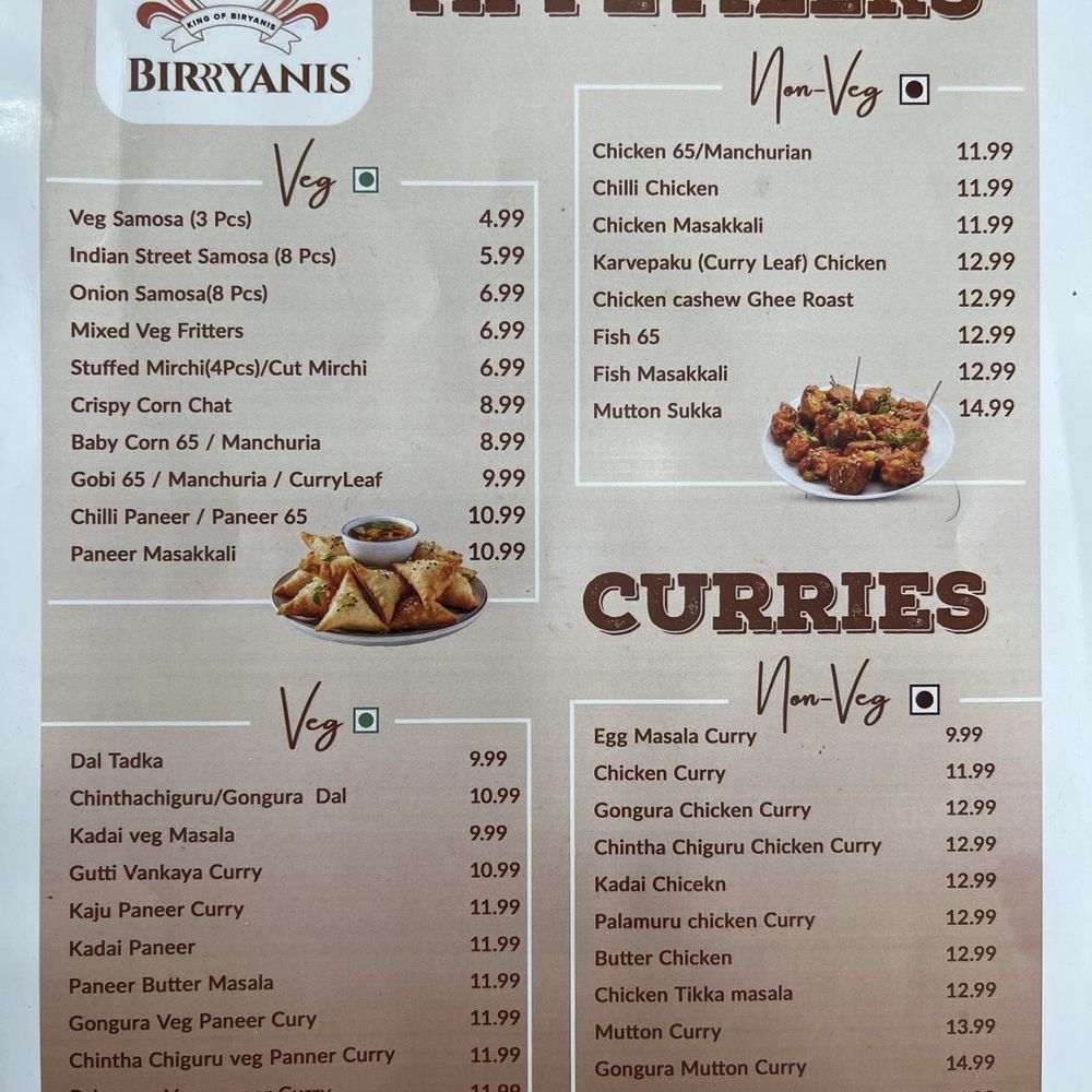 RRR Biryanis - Appetizers and Curries - Indian Near Me - Mountain View, California