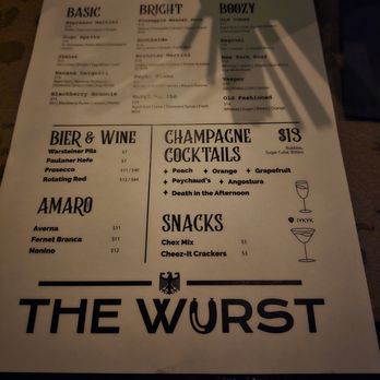 The Wurst - Menu - Cocktail Bars Near Me - Baltimore, Maryland