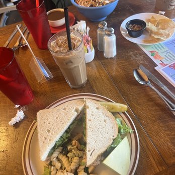 Rutabegorz - Chicken salad sandwich, for some reason bread wasn't toasted anymore. And garlic chicken salad and iced mocha! - Vegetarian Near Me - Tustin, California