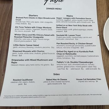 Fable - The menu - New American Near Me - San Francisco, California