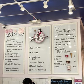 Sugar Mama Desserts - Flavors for this week. The owner mentioned they switch out flavors every week. How exciting! - Ice Cream & Frozen Yogurt Near Me - Milpitas, California Sugar Mama Desserts - Flavors for this week. The owner mentioned they switch out flavors every week. How exciting! - Ice Cream & Frozen Yogurt Near Me - Milpitas, California