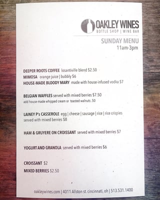 Menu photo 4 Oakley Wines Cincinnati, OH