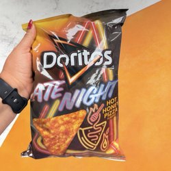 Doritos Late Night Hot Honey Pizza flavored tortilla chips are a limited-edition