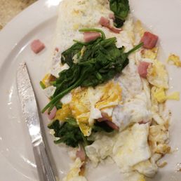 Build your own omnlette. Egg whites, spinach, ham and shredded cheese