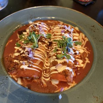 Javier's La Jolla - Enchiladas Sonora topped with chorizo - Mexican Near Me - San Diego, California