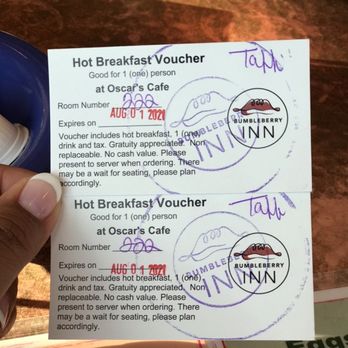 Bumbleberry Inn - Redeemed our breakfast vouchers both days, here's what they look like. - Hotels Near Me - Springdale, Utah