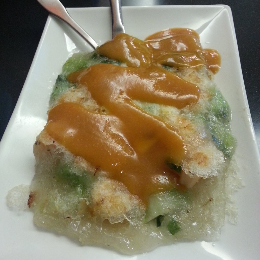 Facing East - Shrimp, egg, and scallion sweet potato pancake - Chinese Near Me - Bellevue, Washington Facing East - Shrimp, egg, and scallion sweet potato pancake - Chinese Near Me - Bellevue, Washington