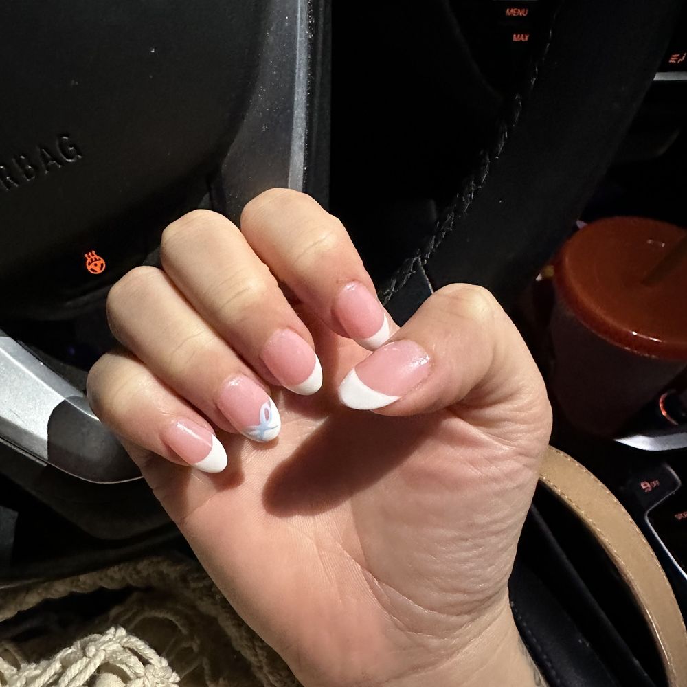 Herbal Nails & Spa - French tip with bow design - Nail Salons Near Me - Lynnwood, Washington Herbal Nails & Spa - French tip with bow design - Nail Salons Near Me - Lynnwood, Washington