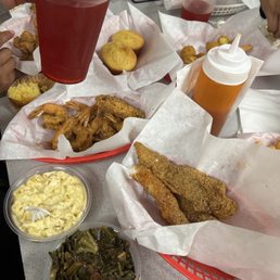 Cat Fish Mac n cheese Fried shrimp kool aid Cat Fish Mac n cheese Fried shrimp kool aid