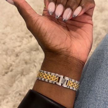 Five Plus Nail & Spa - Chrome french tip with almond shape. - Nail Technicians Near Me - East Meadow, New York Five Plus Nail & Spa - Chrome french tip with almond shape. - Nail Technicians Near Me - East Meadow, New York