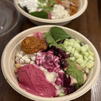 ROKA Modern Mediterranean - BYO - ROKA Beet Hummus, Firepepper Walnut Dip, Schug, Tahini- @rayz - Juice Bars & Smoothies Near Me - Brooklyn, New York ROKA Modern Mediterranean - BYO - ROKA Beet Hummus, Firepepper Walnut Dip, Schug, Tahini- @rayz - Juice Bars & Smoothies Near Me - Brooklyn, New York