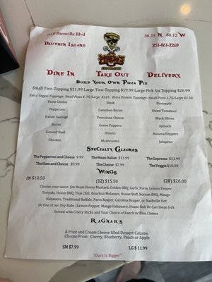 Menu photo 5 Pirate's Pizza & Wings Dauphin Island, AL Menu photo 5 Pirate's Pizza & Wings Dauphin Island, AL