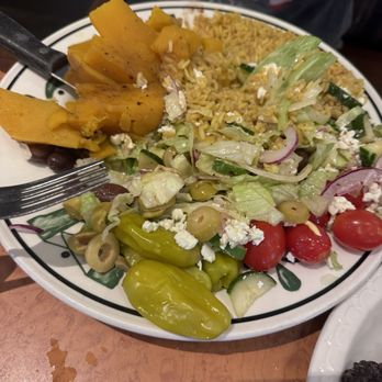 Royal Family Restaurant - Greek dinner, Beef skewers are off to the side. - Greek Near Me - Kenmore, New York Royal Family Restaurant - Greek dinner, Beef skewers are off to the side. - Greek Near Me - Kenmore, New York