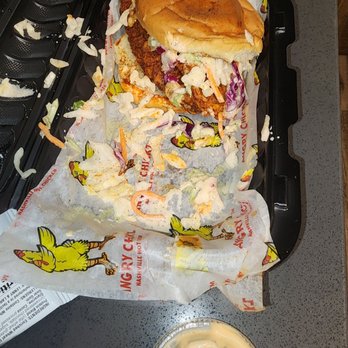 Angry Chickz - a chicken sandwich with coleslaw and coleslaw slaw - Chicken Shop Near Me - Thousand Oaks, California