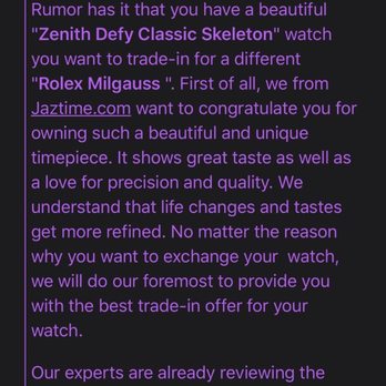 Jaztime - Jaztime trade in request - Watches Near Me - Newport Beach, California