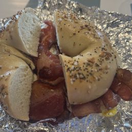 Bacon & Egg on an Everything Bagel Bacon & Egg on an Everything Bagel