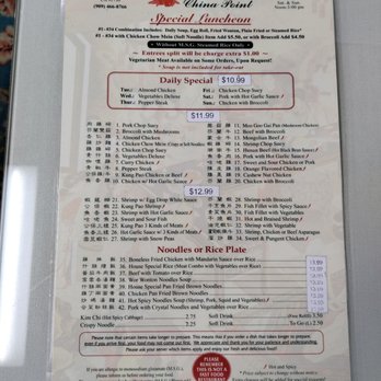 China Point - a menu for a chinese restaurant - Chinese Near Me - Rancho Cucamonga, California