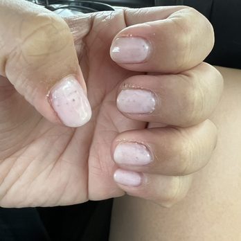 Rumor Has It Nail & Day Spa - Gel manicure - texturing on almost every nail, not a smooth job, no attention to detail, cracking skin around nails - Nail Salons Near Me - Houston, Texas