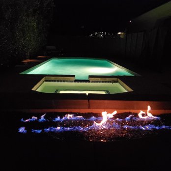 American Heritage Pool - View at night - Landscaping Near Me - Palm Desert, California