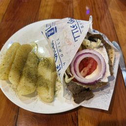 Gyro Pita combo with Greek potatoes!