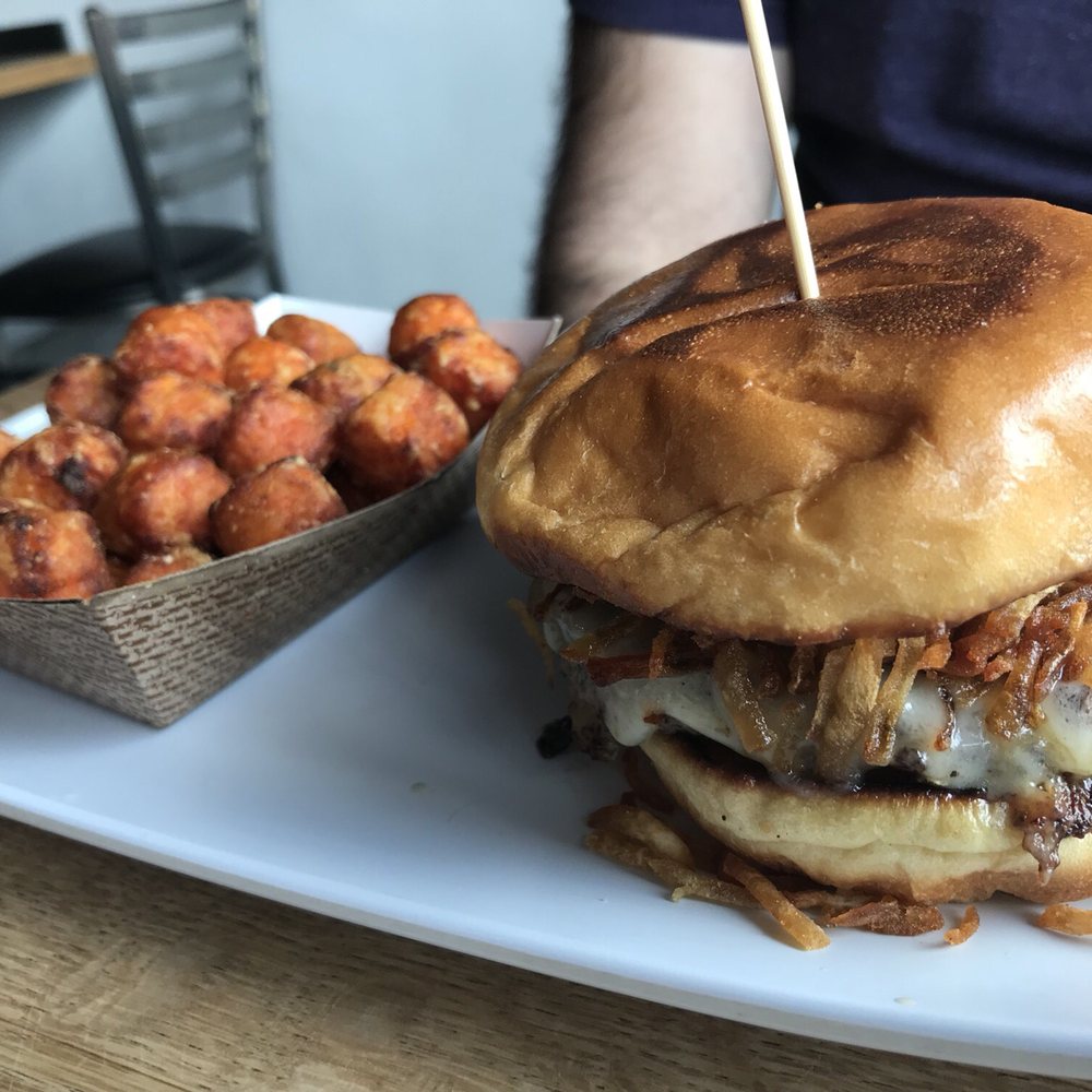 PINCHO - Jupiña Burger with Sweet Potato Tots - Burgers Near Me - Miami, Florida PINCHO - Jupiña Burger with Sweet Potato Tots - Burgers Near Me - Miami, Florida