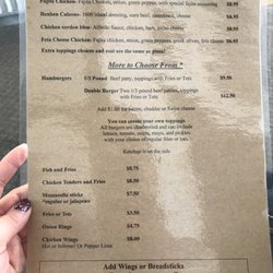 Chief Springs Pizza - Backside of updated menu 6/24/18