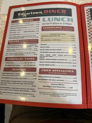 Menu photo 1 Edgartown Diner Edgartown, MA Menu photo 1 Edgartown Diner Edgartown, MA