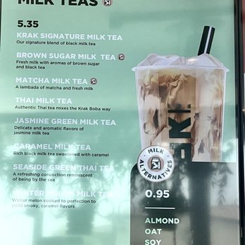 Krak Boba - Menu - Milk Teas / Dairy Alternatives as of Aug 2022 - Bubble Tea Near Me - Rancho Cucamonga, California