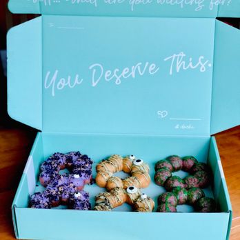 Dochi - Left to right: Ube, matcha and Ube frizzled with Pandan flavor - Donuts Near Me - Tukwila, Washington