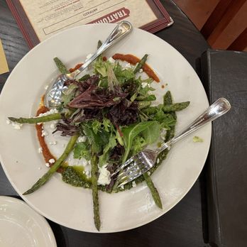 Trattoria Lisina - INSALATA di ASPARAGI - asparagus salad with sundried tomato and basil pesto, goat cheese, and balsamic - Italian Near Me - Driftwood, Texas Trattoria Lisina - INSALATA di ASPARAGI - asparagus salad with sundried tomato and basil pesto, goat cheese, and balsamic - Italian Near Me - Driftwood, Texas