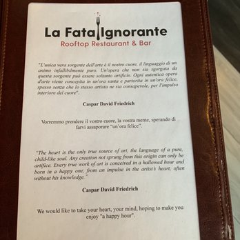 La Fata Ignorante Rooftop Restaurant & Bar - Menu - Cocktail Bars Near Me - Rome, RM La Fata Ignorante Rooftop Restaurant & Bar - Menu - Cocktail Bars Near Me - Rome, RM