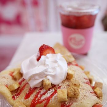 P.S. I Crepe You - Strawberry Cheesecake + a scoop of Vanilla Ice Cream + Wild Berry Hibiscus Iced Tea - Coffee & Tea Near Me - Riverside, California P.S. I Crepe You - Strawberry Cheesecake + a scoop of Vanilla Ice Cream + Wild Berry Hibiscus Iced Tea - Coffee & Tea Near Me - Riverside, California