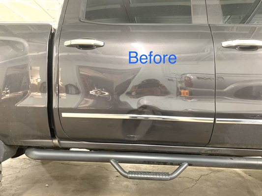 Before & After Work - This was a Before & After photo of a truck with a nasty dent! Before & After Work - This was a Before & After photo of a truck with a nasty dent!