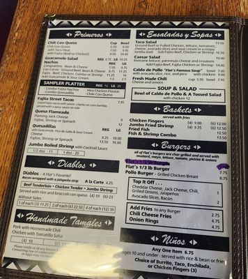 Menu photo 2 Fajita Flats Houston, TX