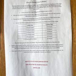 Smitty's State Pier Lobster Pound - Instructions