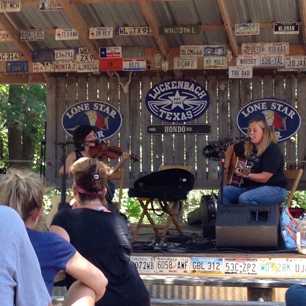 Luckenbach Texas - Sweet spot to enjoy live music and ice cold beer on sunny (hot) July afternoon. Susan Gibson there today. - Music Venues Near Me - Fredericksburg, Texas